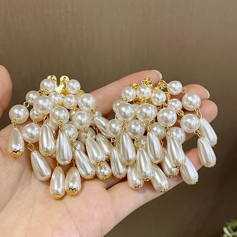 Orecchini a lobo vintage con perle e nappe in argento 925_voghion.com