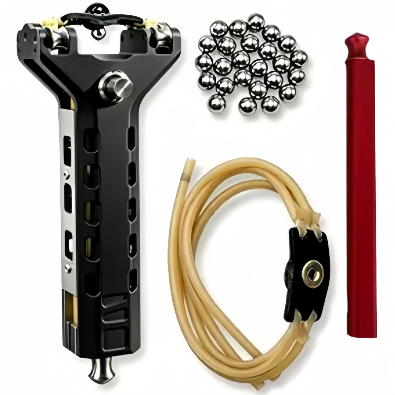 Black slingshot, magazine, hair rope, 10 pieces