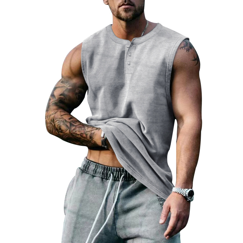 2023 Comercio exterior estación independiente verano deportes de los hombres Chaleco de baloncesto más el tamaño de cuello redondo Camiseta sin mangas suelta Chaleco de los hombres