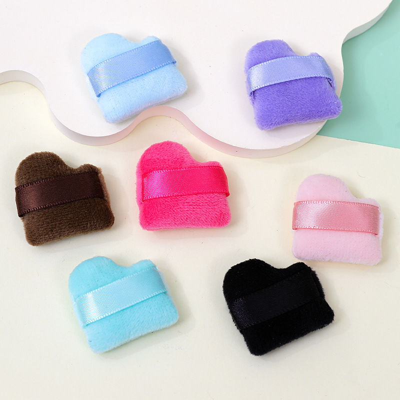 Personalizada inclinada polvo de dedo flocado suave polvo de polvo de polvo de maquillaje suave no comer polvo esponja cojín de pulgar