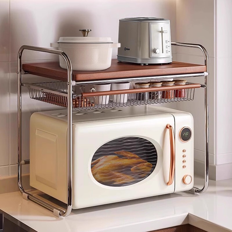 Used Microwave Oven Storage Rack Kitchen Countertop Drawer Oven Storage Household Multi-Functional Rice Cooker Stand