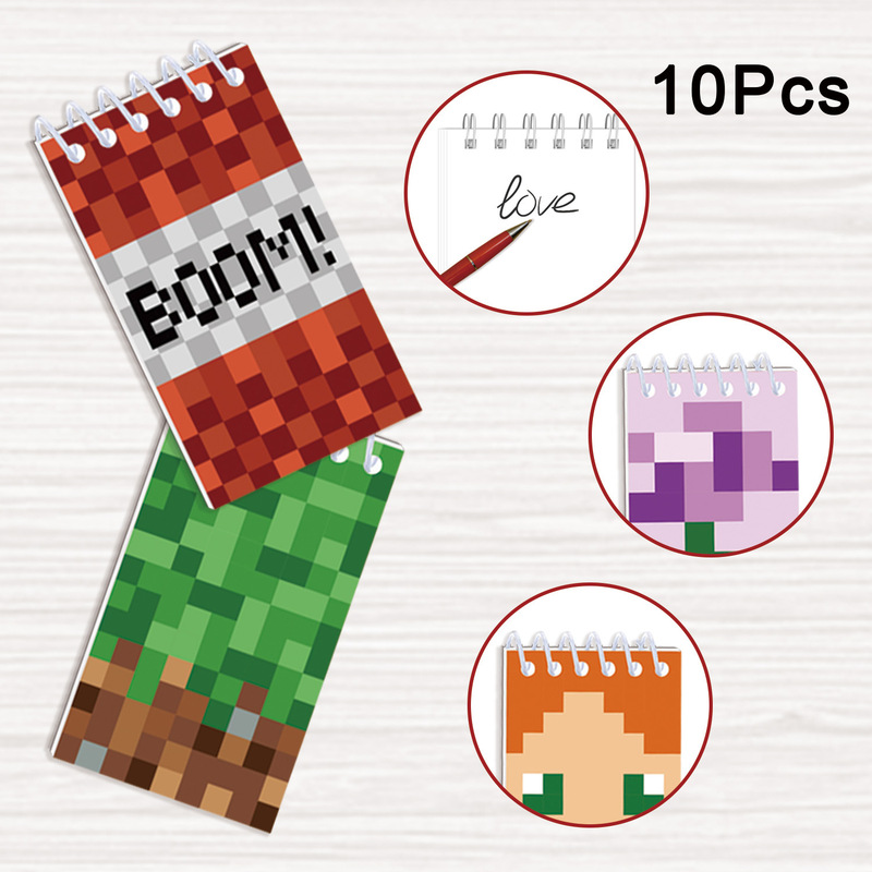Cross-Border Hot-Selling Minecraft Pixel-Themed Notebook, Spiral-Bound Notebook, Children's Planner, Birthday Party Gift