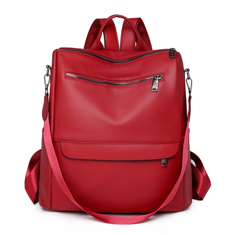 2023 verano nuevo estilo casual señoras de cuero suave mochila simple color sólido de gran capacidad mochila de doble uso mochila escolar al por mayor