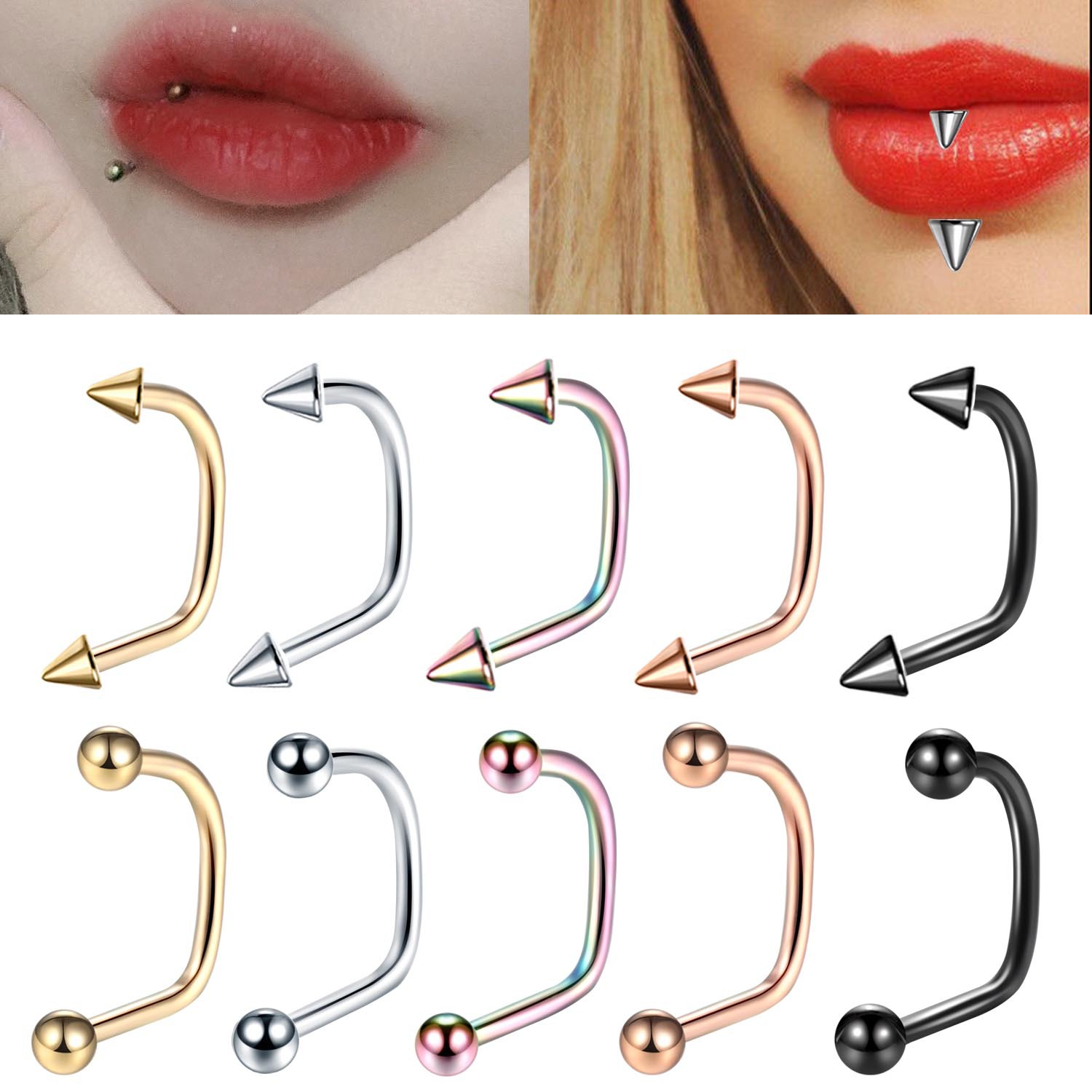 Fashion Geometric Stainless Steel Plating Lip Stud 1 Piece display picture 1