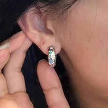 s925纯银针彩色锆石星星耳环轻奢小众设计气质高级感耳圈新款耳饰