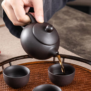 Household Teapot Teacup Raw Ore Purple Sand Kung Fu Tea Set suit Household Simple Office Meeting Set Xishi Pot