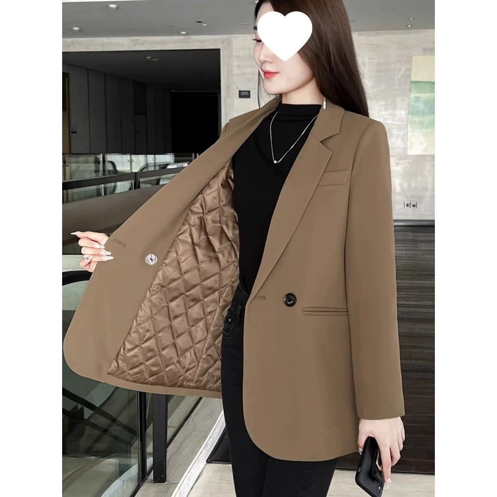 Утолщенный женский блейзер для осени и зимы, в корейском стиле, стильный повседневный профессиональный маленький костюм для невысоких женщин.