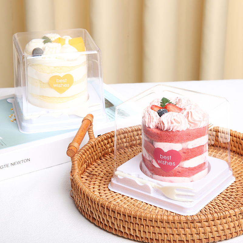 2寸3寸蛋糕包装盒迷你千层慕斯切块蛋糕大泡芙透明吸塑打包盒子
