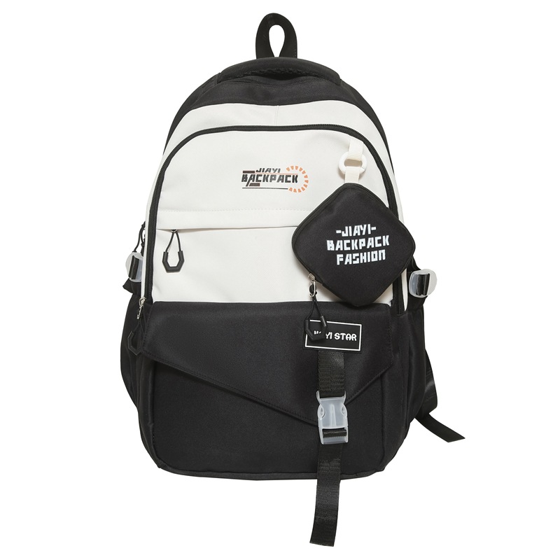 Bolsa de escuela universitaria de color universal, bolsa de viaje de escuela secundaria coreana, mochila de gran capacidad para estudiantes de escuela secundaria masculina.
