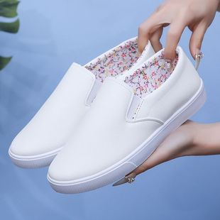 Popular Leather Walking Shoes for Women in Spring and Summer Old Beijing Casual Sports Nurse Mother Student Work White Shoes for Women
