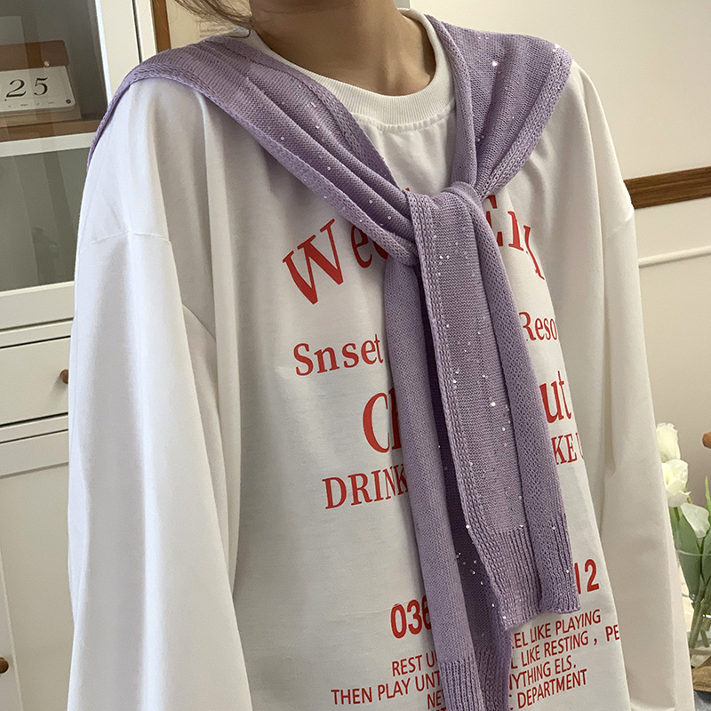 Sopa de punto de alta sensación de primavera y otoño estilo coreano cuello pequeño hombro bufandas de pañuelo con cuello falso de lana con hombros