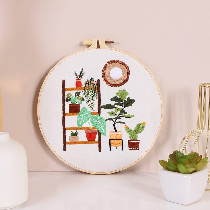 Nuevo paquete de material de bordado original DIY para el ocio en el hogar verde escenas de vida transfronterizas en inglés