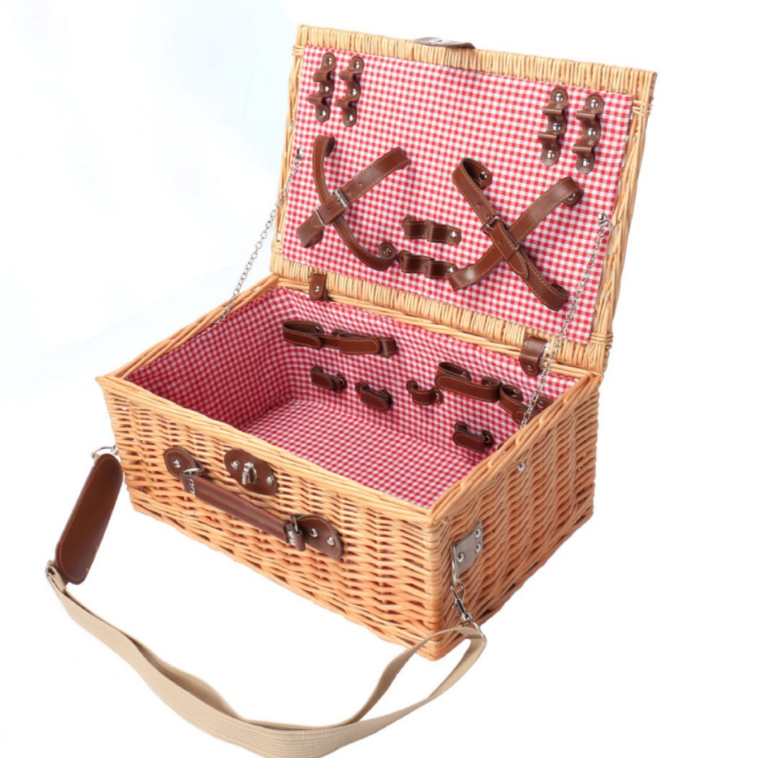 Fábrica de puntos de mano de sauce con cubierta de primavera mano de caña con cubierta de mesa red cesta de picnic