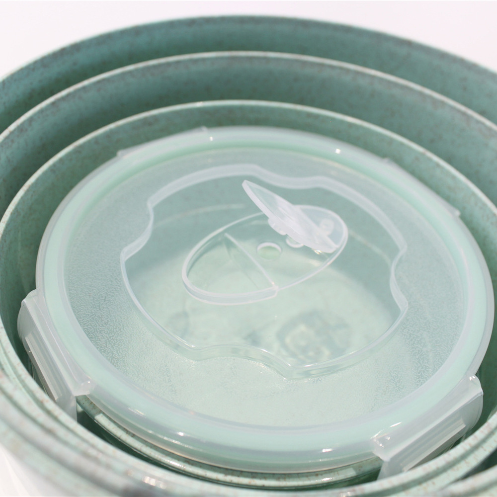 Lonchera con cierre hermético, contenedor para conservar alimentos frescos, juego de cuatro piezas de plástico con fibra de paja de trigo, almacenamiento de vajilla de material de paja de trigo, apto para microondas.