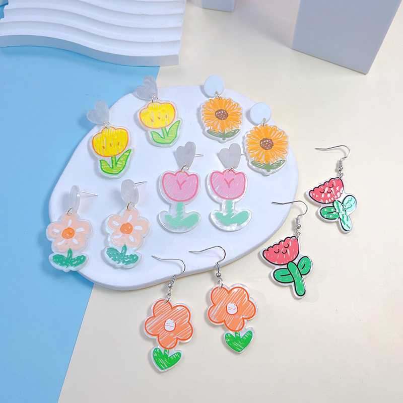 acrylic cartoon cute fresh universal earrings