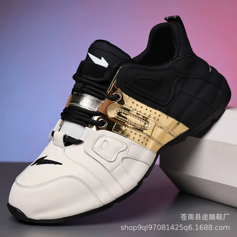 Обувь из натуральной кожи, Мужская модная универсальная популярная мужская обувь, неуклюжие кроссовки с запахом, мужские весенне-осенние повседневные кроссовки