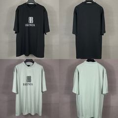 正しいバージョンのパリBの新しいダブルBクラシックレターロゴカジュアルルーズスタイル半袖Tシャツ男性と女性用