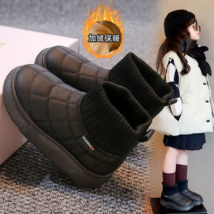 Children's Velvet Cotton Shoes 2025 Winter New Girls' Socks Boots Boys' Cotton Boots Warm Girls' Thickeneded Snow Boots