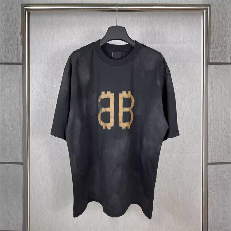 Cross-Border Cross-Border Cross-Border·Correct Version·High-Quality B Brand 25Ss New Model Mud-Painted Distressed Short-Sleeve T-Shirt