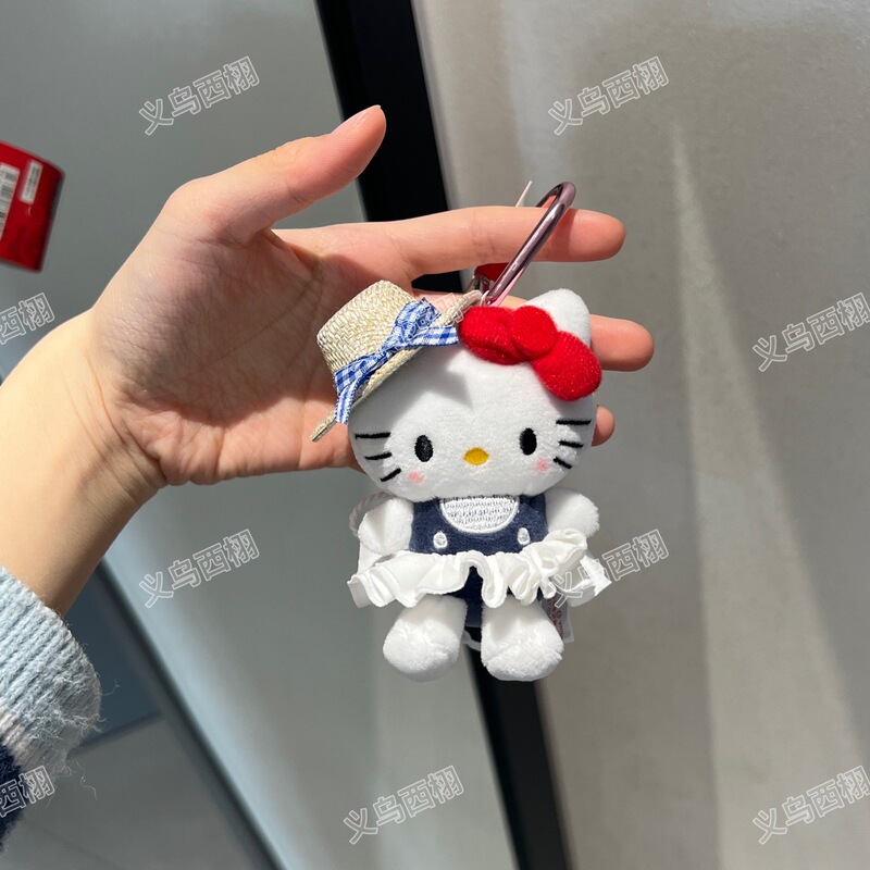 麦わら帽子キティ猫漫画かわいいぬいぐるみペンダントハロー KT バッグペンダントキーホルダーギフト|undefined