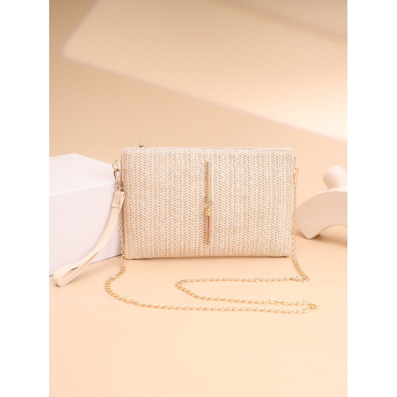Bolso de mujer coreano bolso de cadena de paja 2025 nuevo nicho Zhong universal mochila de hombro image 6