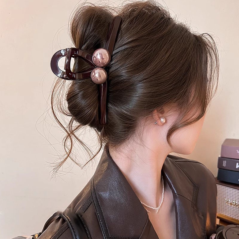 Double bead coffee color large size - about 13cm