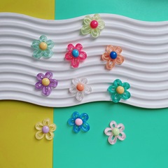 透明カラーの不規則な透かし彫りの花の樹脂の部品のクリームのゴムのDIY携帯の携帯電話のケースの髪飾りの収納箱の材料