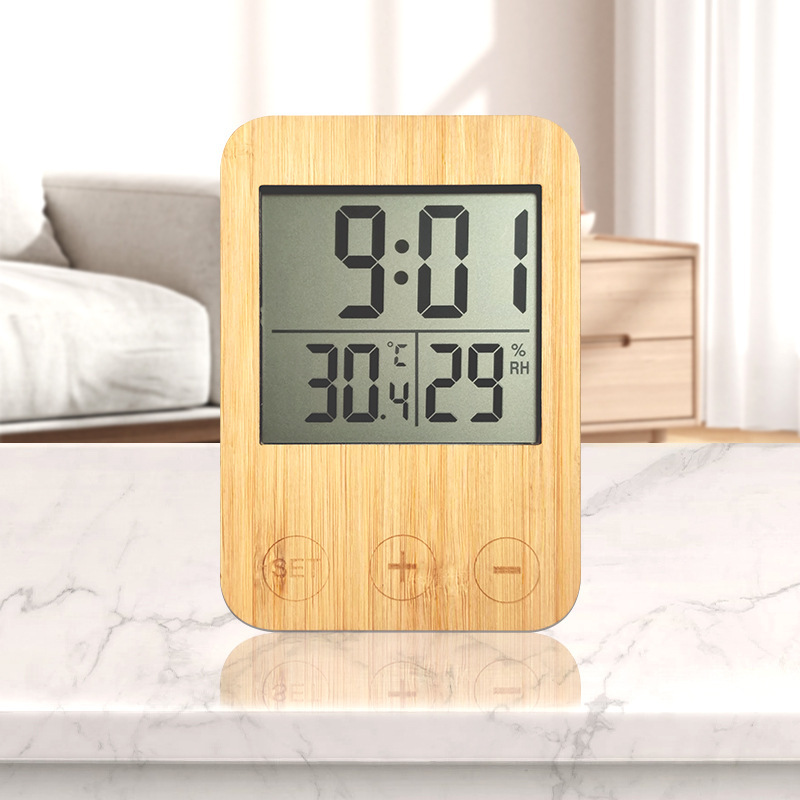 Home touch sensing bamboo hygrometer time temperature and humidity easily master bedroom living room air-conditioned room Home touch sensing bamboo hygrometer time temperature and humidity easily master bedroom living room air-conditioned room