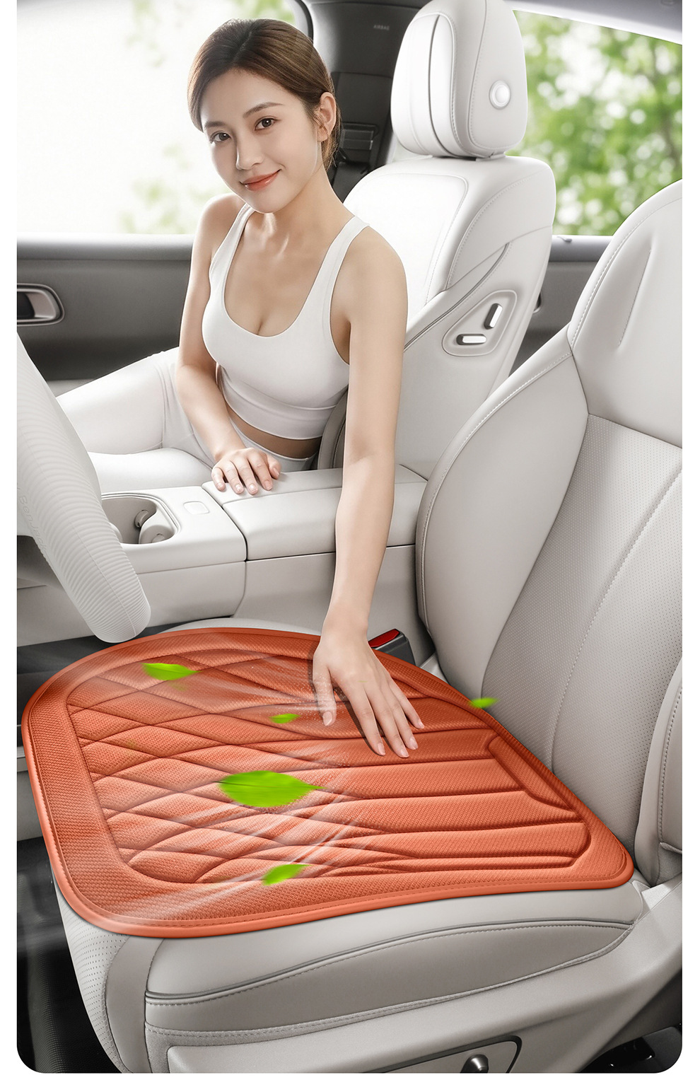 Foreign Trade Amazon Aliexpress New Seaweed Fiber Car Seat Cushion Four-Season Breathable Small Three-Piece Seat Cushion Wholesale