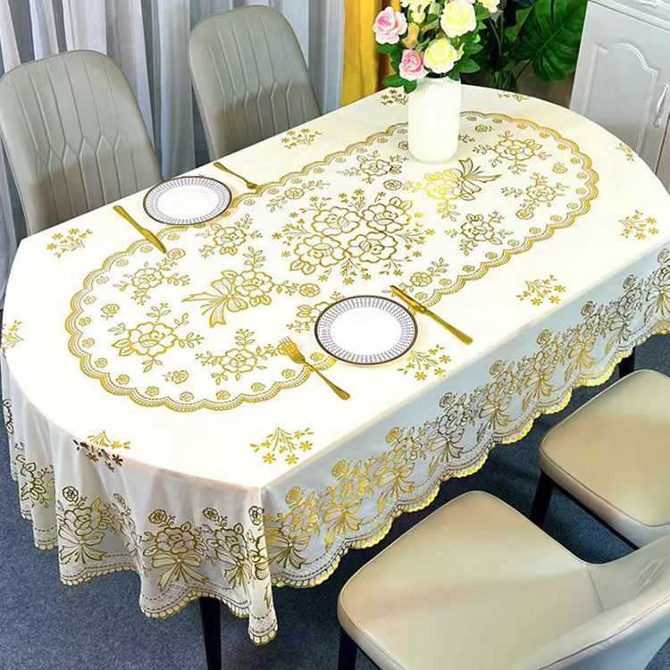 椭圆形餐桌布防水防油防烫免洗欧式长方形PVC餐桌垫简约茶几台布