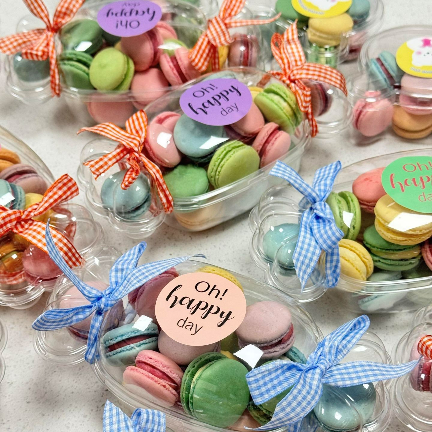 Caja de dulces transparente con cubierta mini macarón caja de embalaje de dulces día de los niños caja de embalaje de galletas sándwiches francesas
