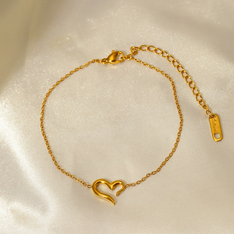 European and American simple love pendant cross chain bracelet female personality fashion electroplating stainless steel bracelet in stock wholesale