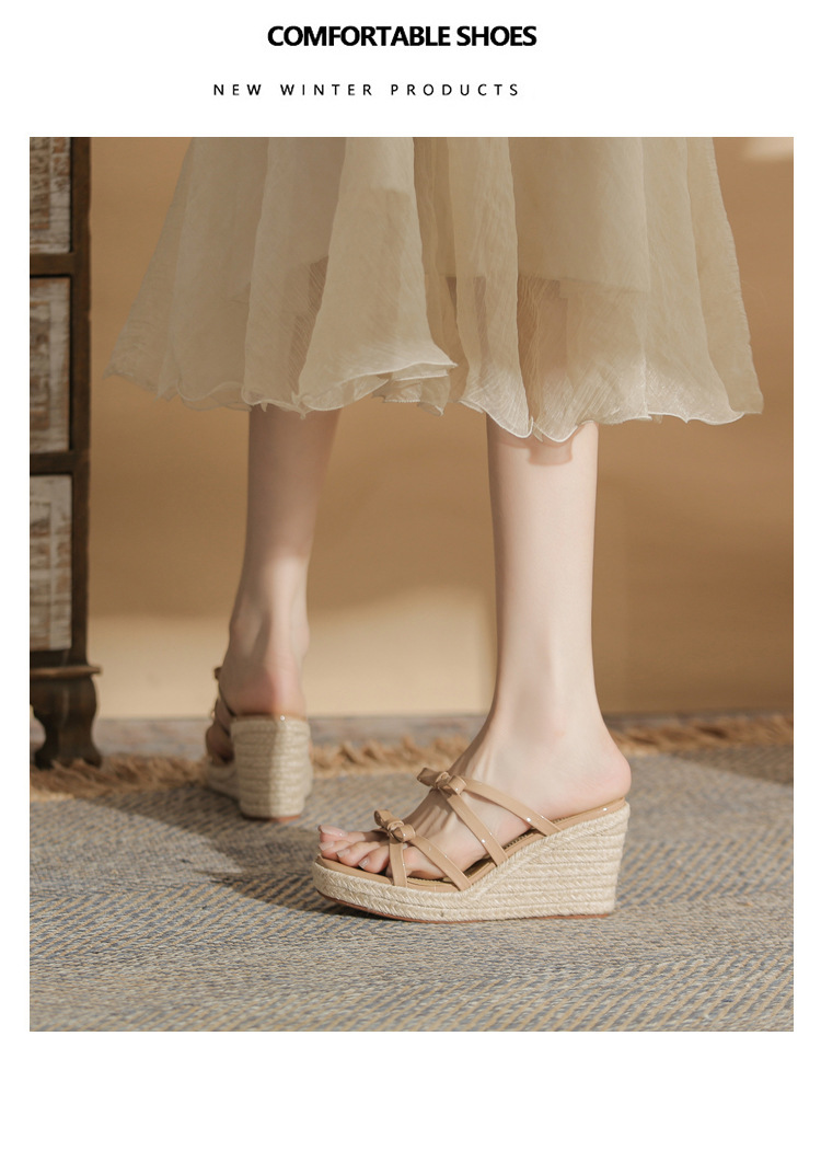 Sandal cao gót nữ hở mũi đế xuồng bện thừng gót 9 cm — màu trắng ngà chi tiết 18