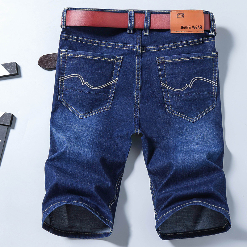 Men's Stretch Denim Shorts 2025 Summer New Korean Style Trendy Versatile Loose Straight-Leg Knee-Length Shorts Casual Nzk Men's Stretch Denim Shorts 2025 Summer New Korean Style Trendy Versatile Loose Straight-Leg Knee-Length Shorts Casual Nzk