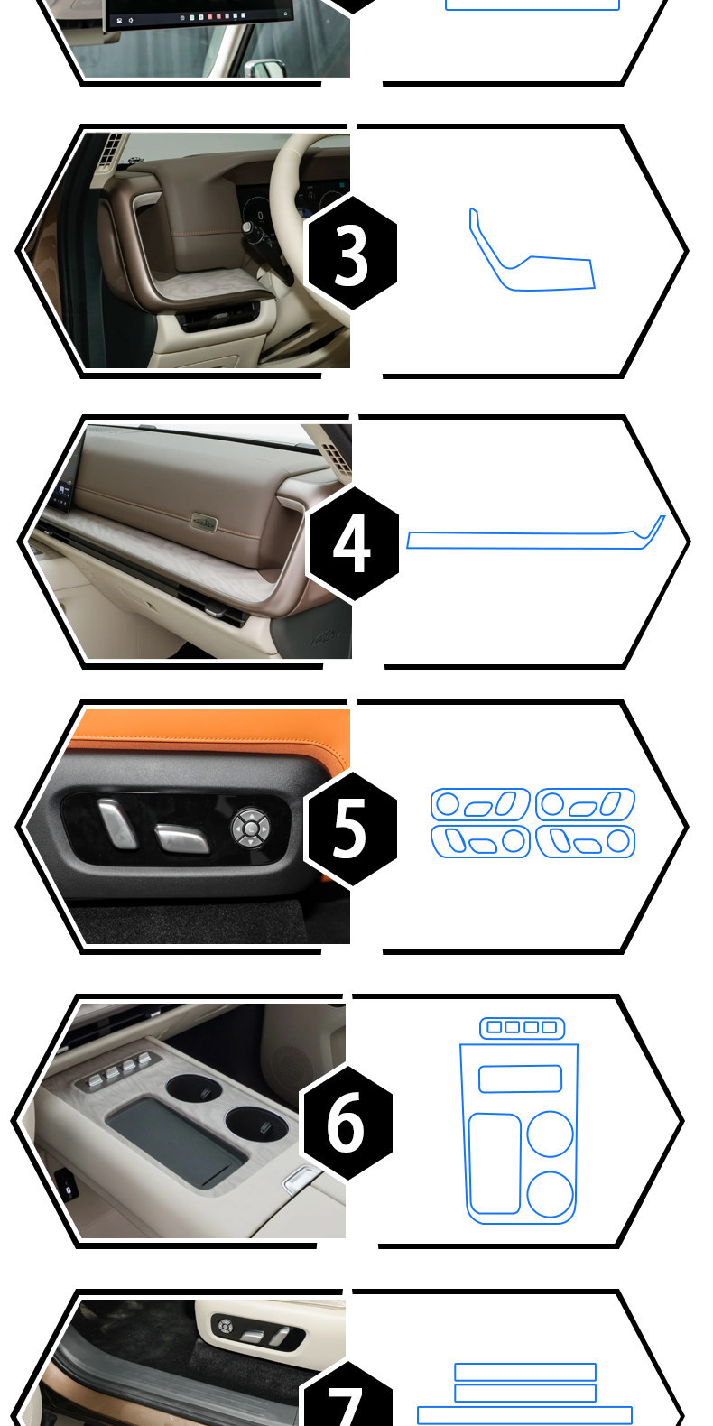 Suitable for 26 models of Haval Great Wall H10, center console gear shift film, interior protection film, navigation screen film, modification