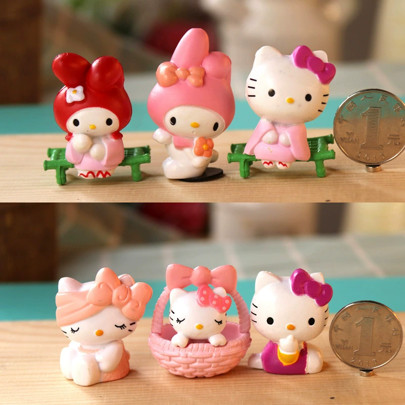 Мини-фигура Hello Kitty с аксессуарами, симпатичная коллекционная кукла, набор 4 см, мультистиль