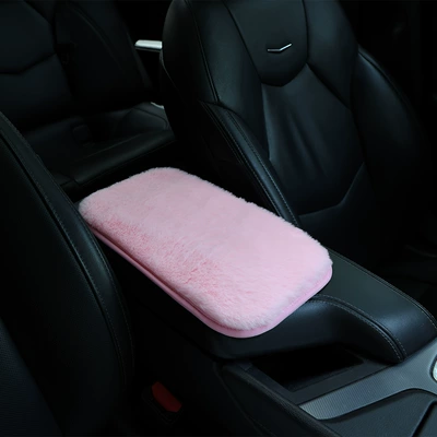 Winter plush armrest cushion for car, cross-border dropshipping (Armrest box pad) - long-haired-armrest-cushion-in-pink