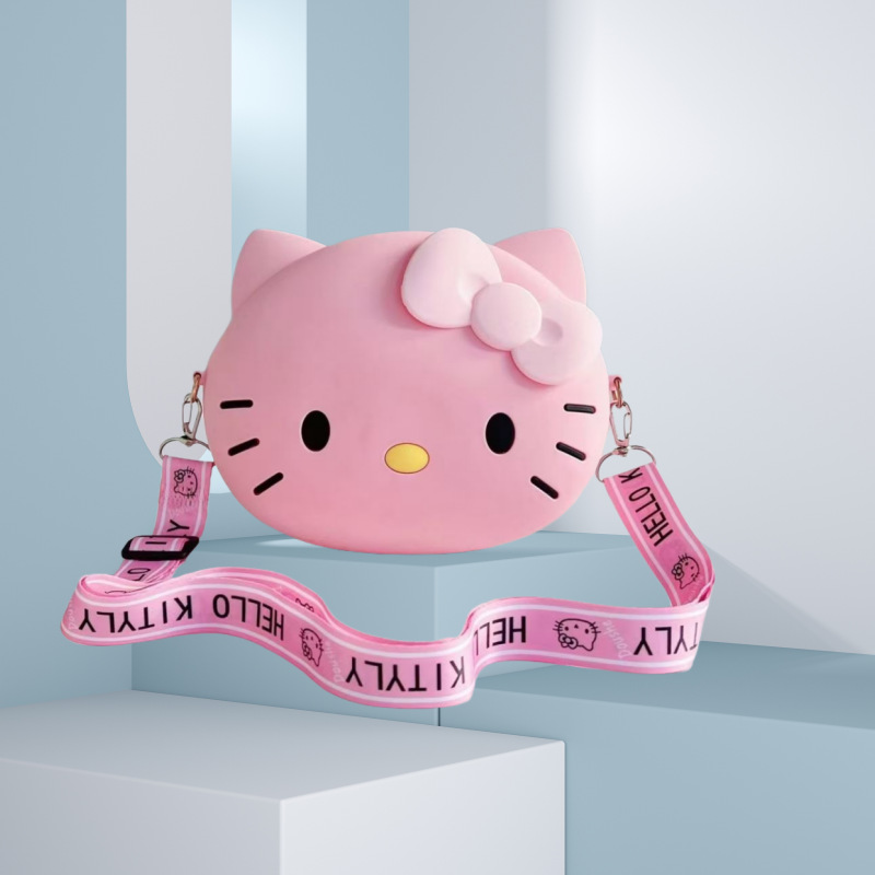 kt 캣헤드 실리콘 휴대폰 가방 핑크 (안감없음)