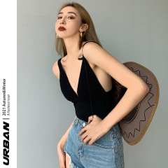 Qicheng Cute Sister Camisole Top Women's Summer New V-Neck Subtle Low-Chest Camisole Tank Top Knit Bodysuit for Women