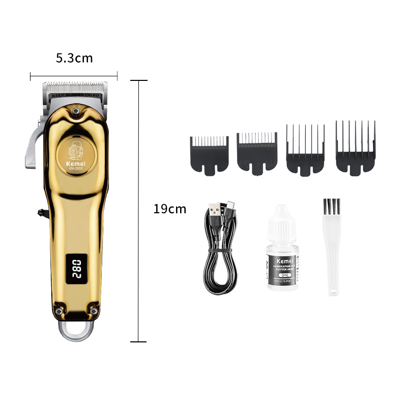Nueva cortadora de pelo eléctrica ajustable Kemei con pantalla digital, cortadora de pelo eléctrica profesional para recortar el cabello con aceite