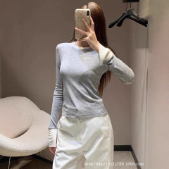 南油高端女装25秋装新款M家假两件打底衫内搭纯棉上衣长袖T恤女