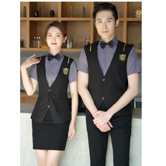 KTV bar waitress hotel catering western restaurant women's summer short-sleeve two-piece vest set workwear
