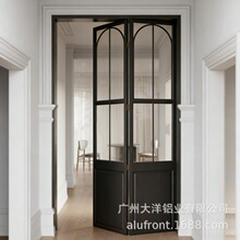 复古法式格纹平开门 加厚铝制型材 别墅家装通透景观门扇