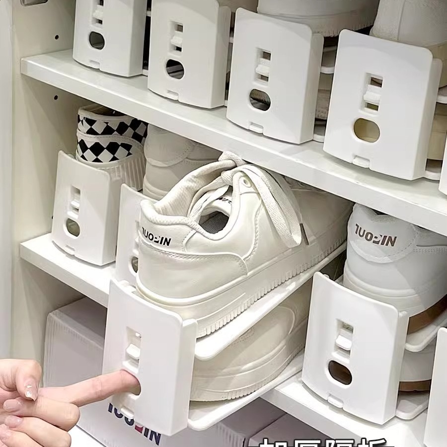 鞋子收纳神器双层放鞋架家用省空间放鞋柜可调节分层隔板鞋架批发