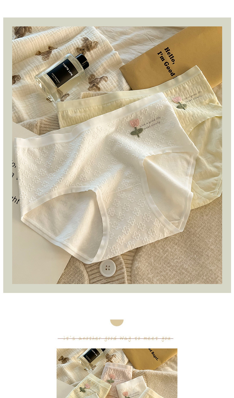14g Weight Mid Waist Panties Waist Panties Lingerie Type Flower Mid Waist Panties