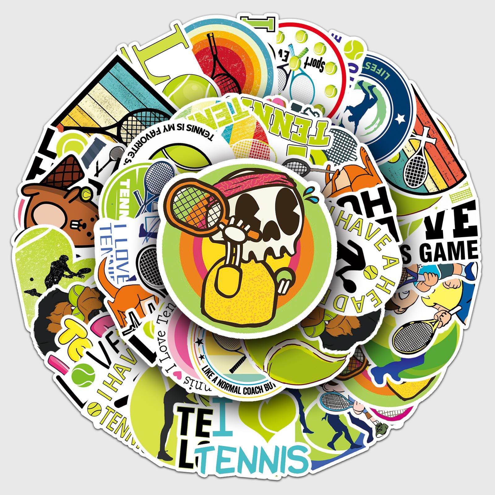 50 tennis graffiti personality cross-border sports goo card DIY skateboard mobile phone luggage sticker waterproof