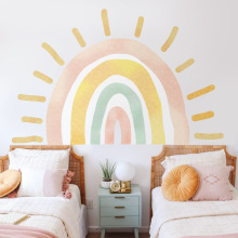 Funlife波普太阳WallMural自粘背景画布 ins风儿童房壁纸WMFKD064