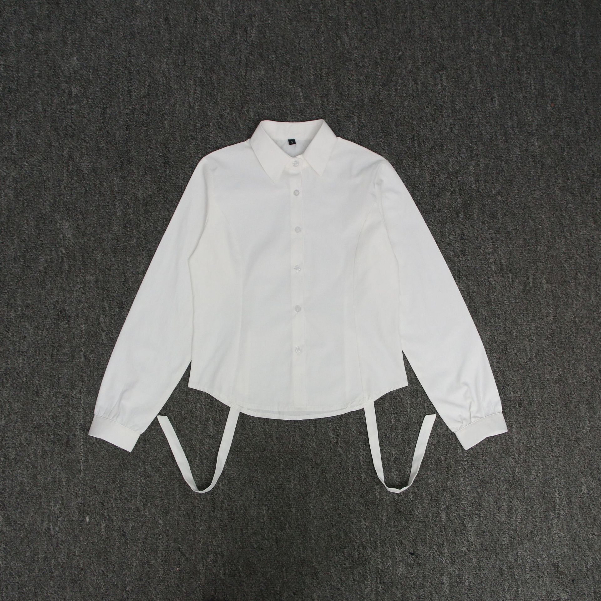 JK Uniform Waistline Short-sleeved Shirt College Style Spice Girls All-match Puff Sleeve White Shirt Design Sense Slim Top