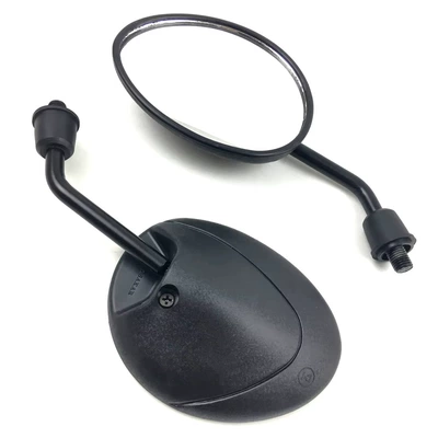 10mm Universal Black Rearview Mirror for Suzuki, Yamaha, Kawasaki, Ducati Motorcycles and Scooters (Motorcycle rearview mirror) - a