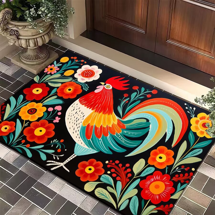 Mud de diatomeas Amazon emitió una alfombra de piso de gallo grande estadounidense transfronteriza, alfombrilla de entrada para puerta, alfombrilla de cocina resistente a las manchas